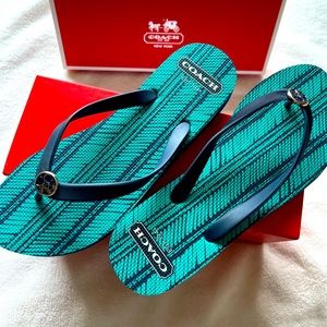 Blue Coach flip flops